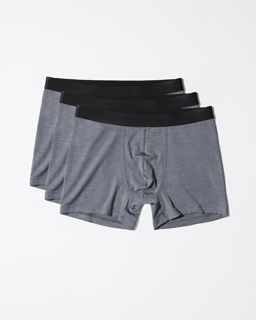 3 × mens merino blend boxer brief in grey melange shop now — cdlp