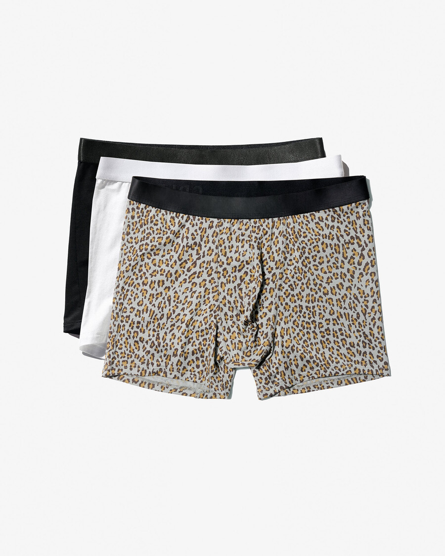 3 × mens boxer brief in black white mocca leopard shop now — cdlp