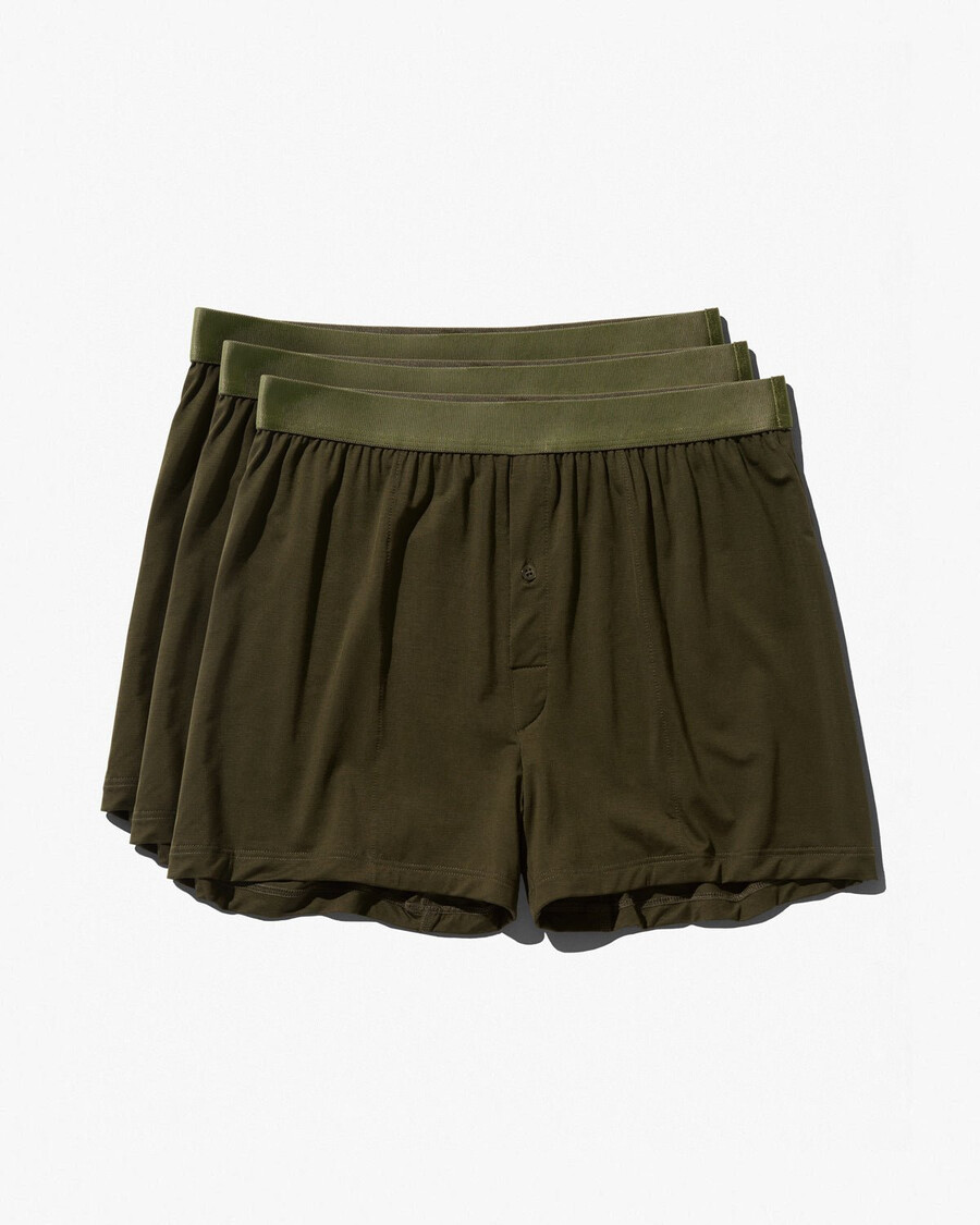 3 × mens boxer shorts in olive green shop now — cdlp