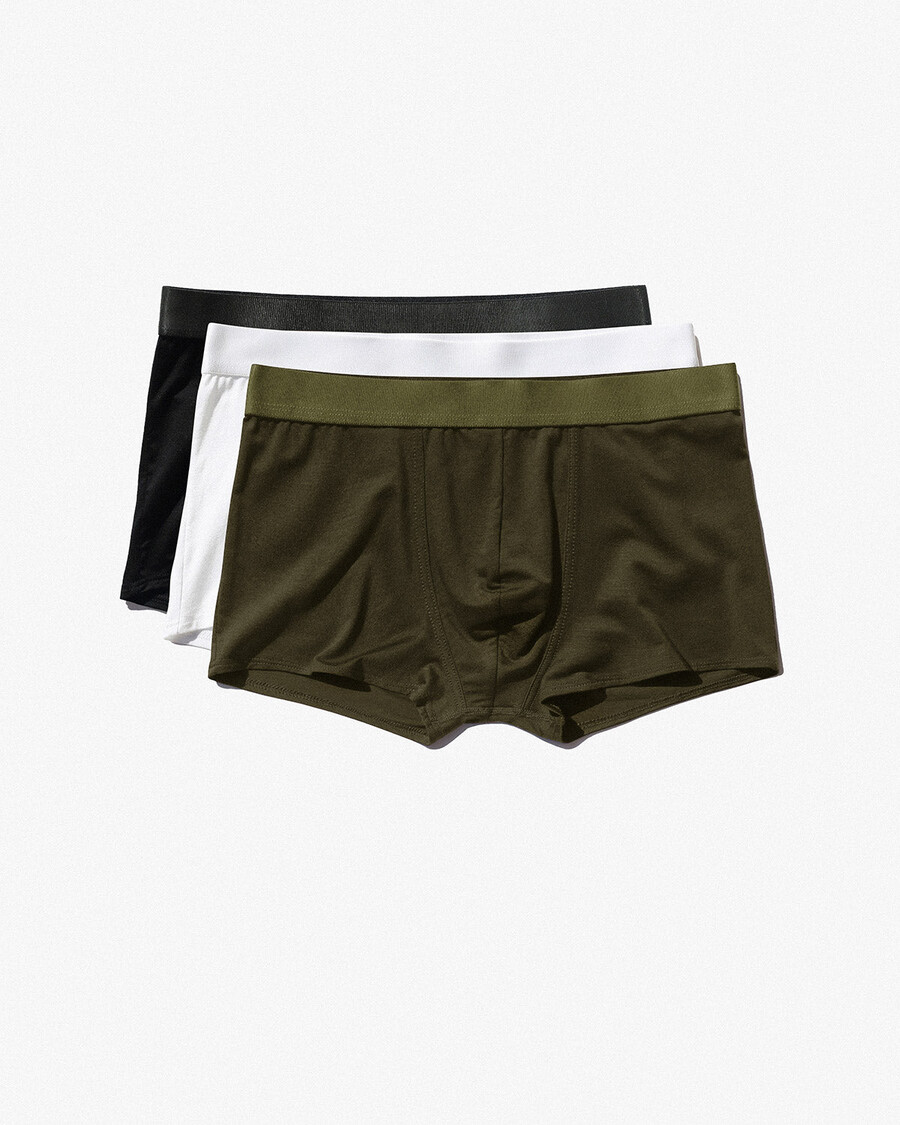 3 × mens boxer trunk in black white olive green shop now — cdlp