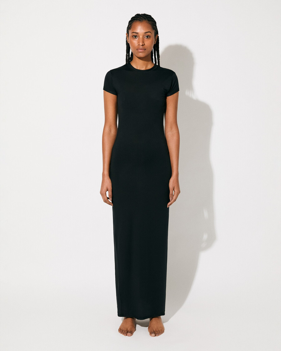 womens lightweight short sleeve dress in black shop—cdlp