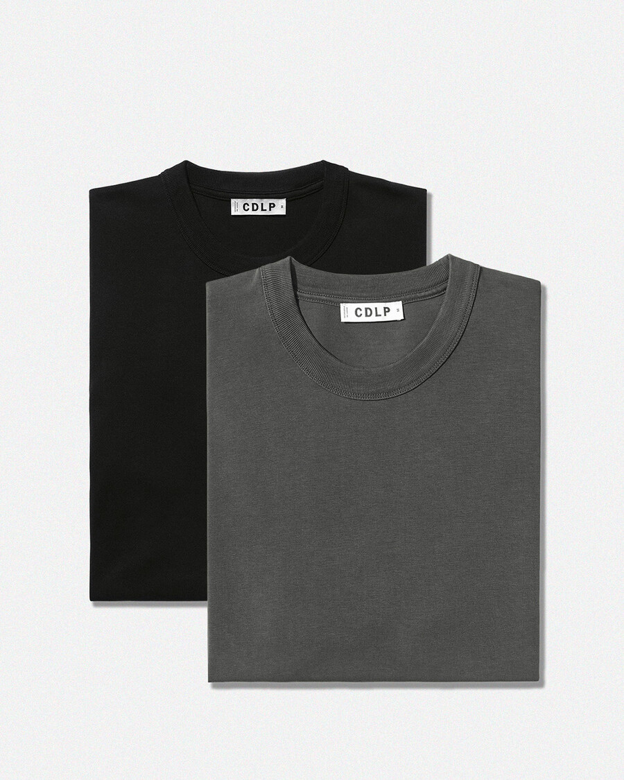 2 × mens heavyweight t-shirt in charcoal black shop — cdlp