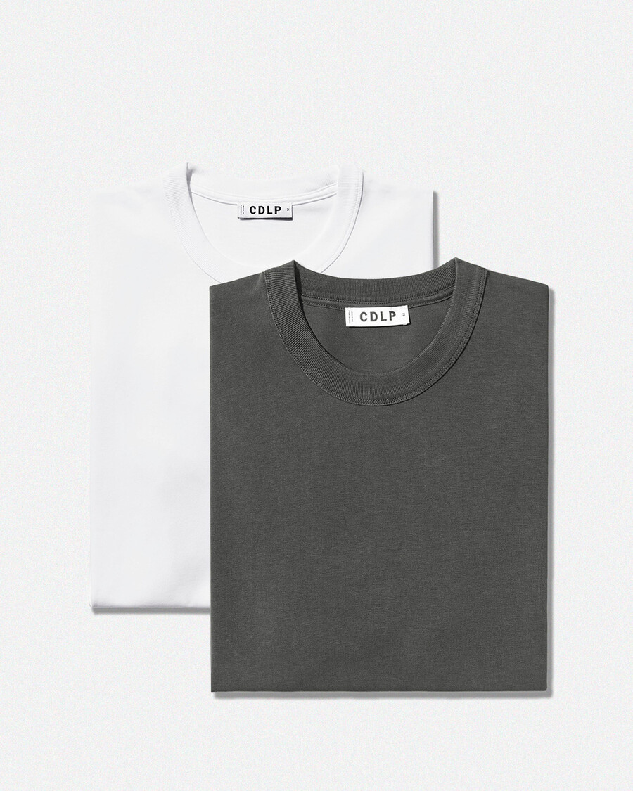 2 × mens heavyweight t-shirt in charcoal white shop — cdlp