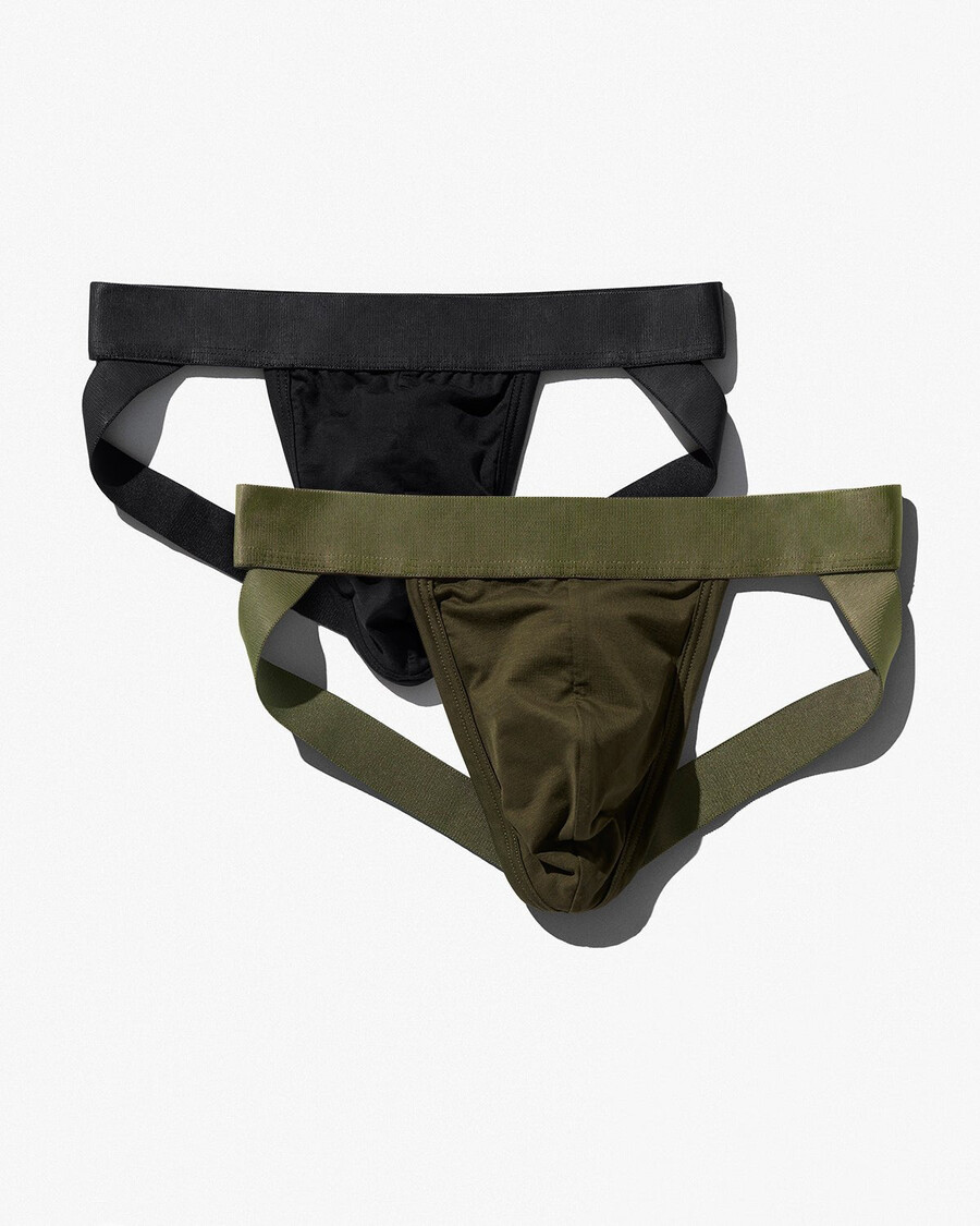 2 x mens jock strap in black olive green shop now — cdlp