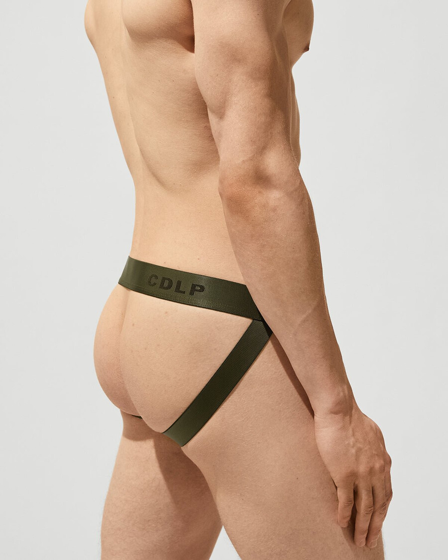 2 x mens jock strap in white olive green shop now — cdlp