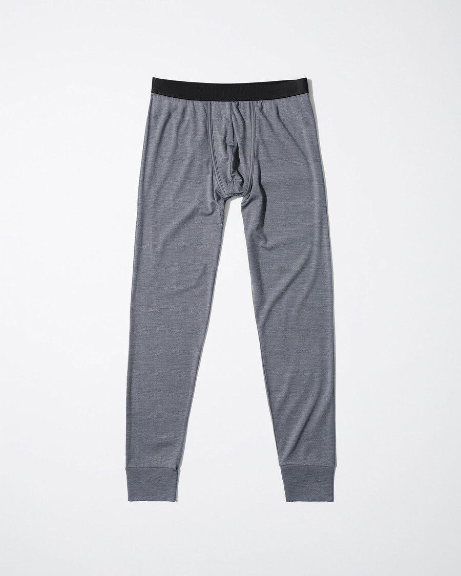 mens merino blend long johns in grey melange shop now — cdlp