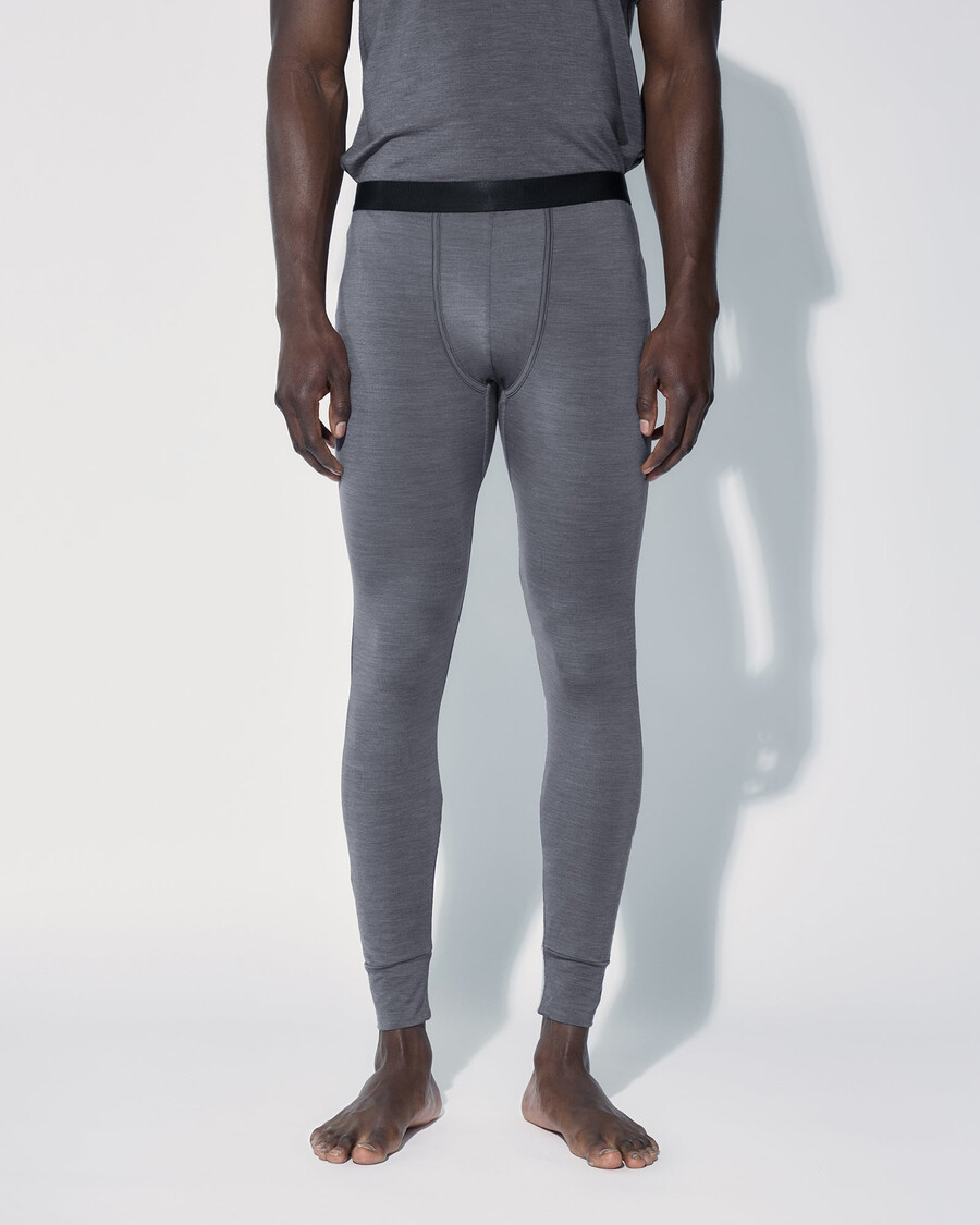 mens merino blend long johns in grey melange shop now — cdlp