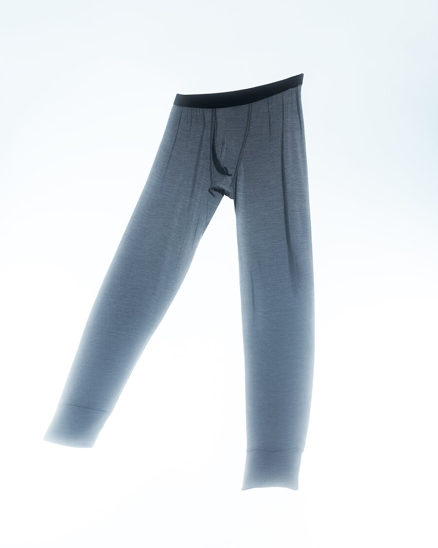 mens merino blend long johns in grey melange shop now — cdlp