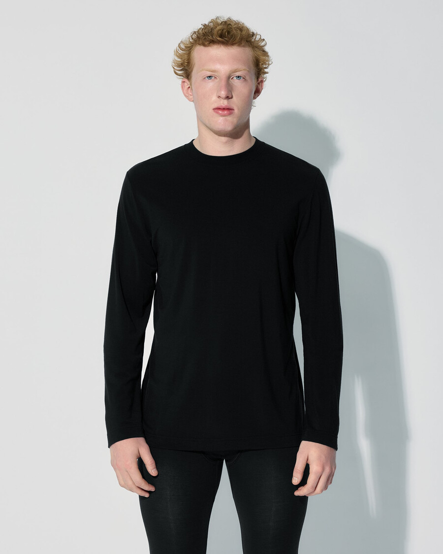 mens merino blend long sleeve t-shirt in black shop—cdlp