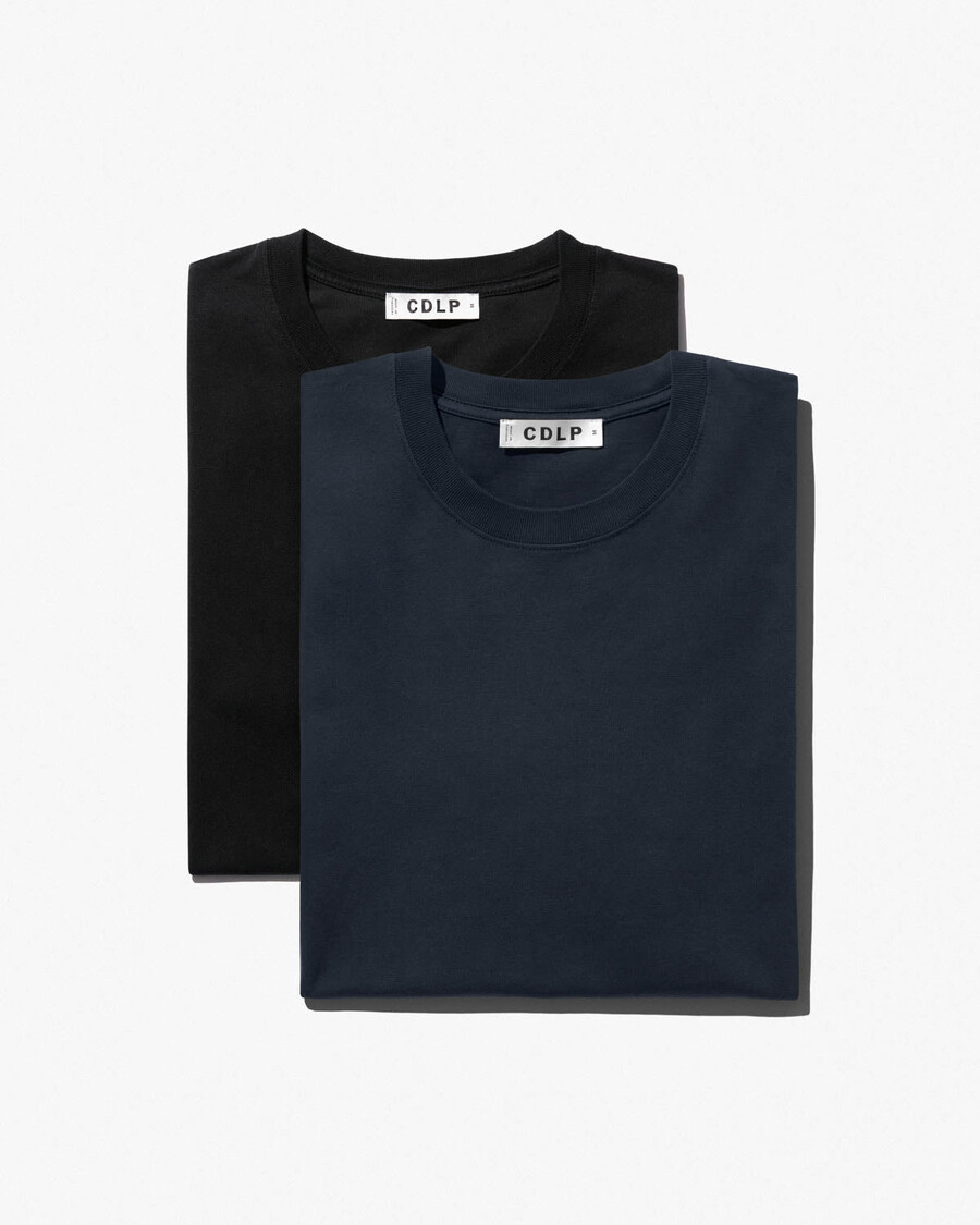 2 x mens midweight t-shirt in black dark navy shop—cdlp