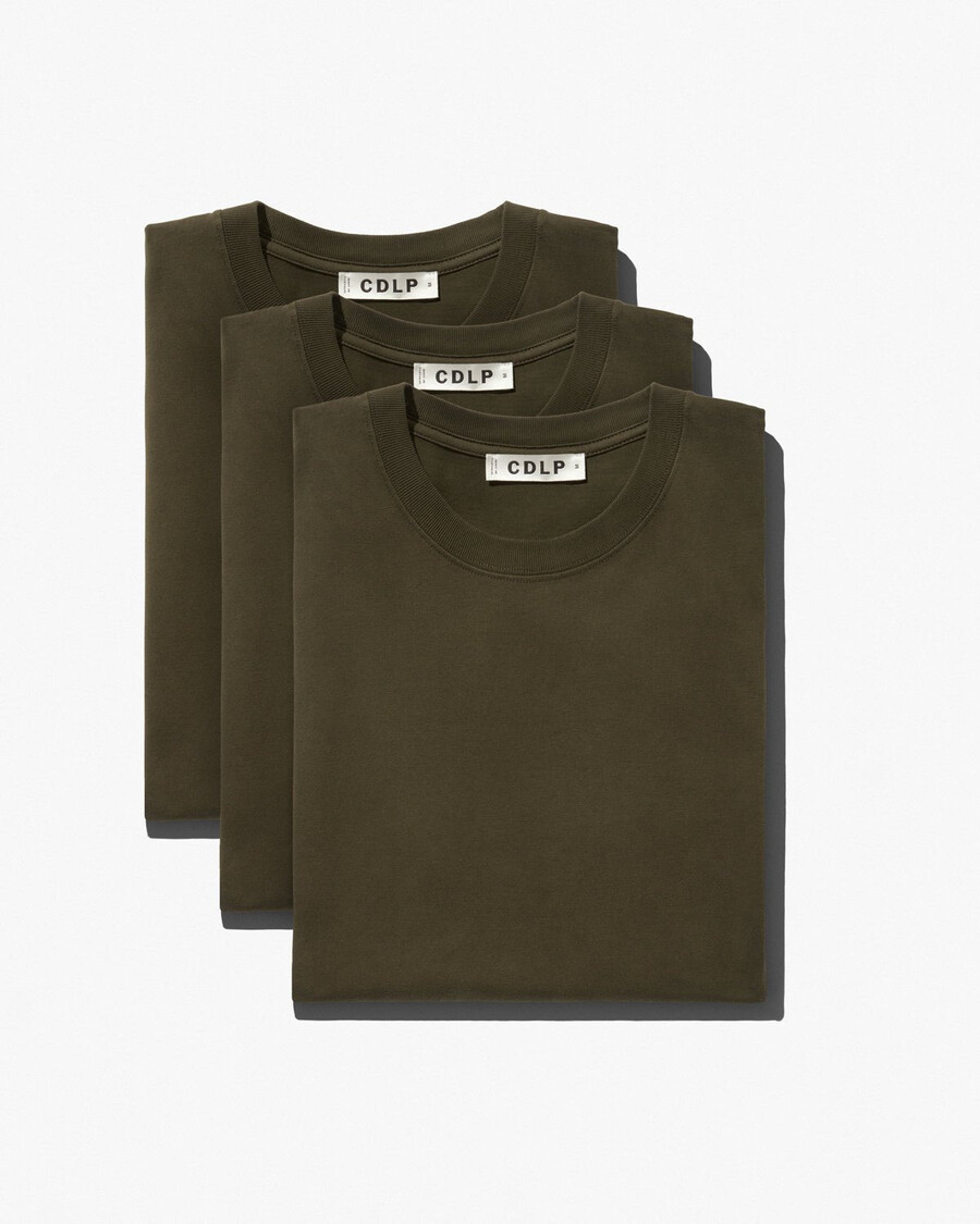 3 x mens midweight t-shirt in olive green shop now — cdlp