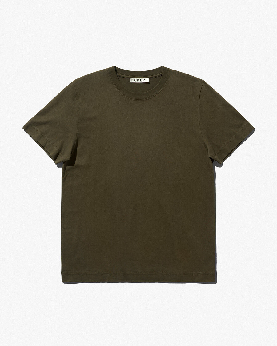 mens midweight t-shirt in olive green shop now — cdlp