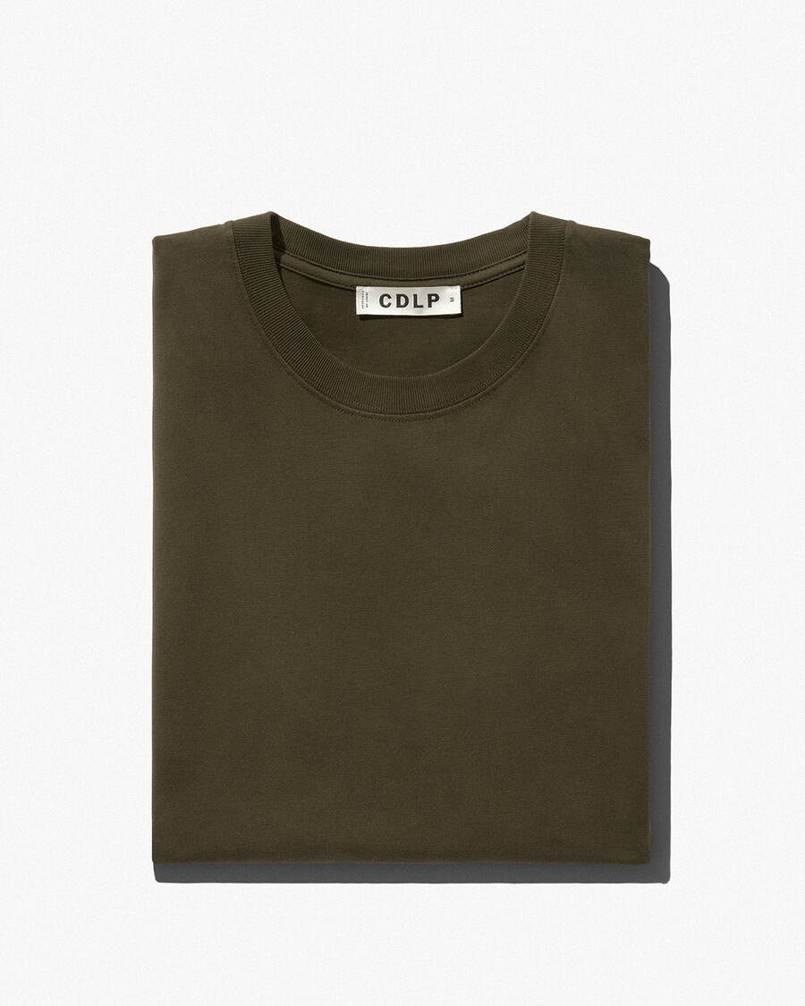 mens midweight t-shirt in olive green shop now — cdlp