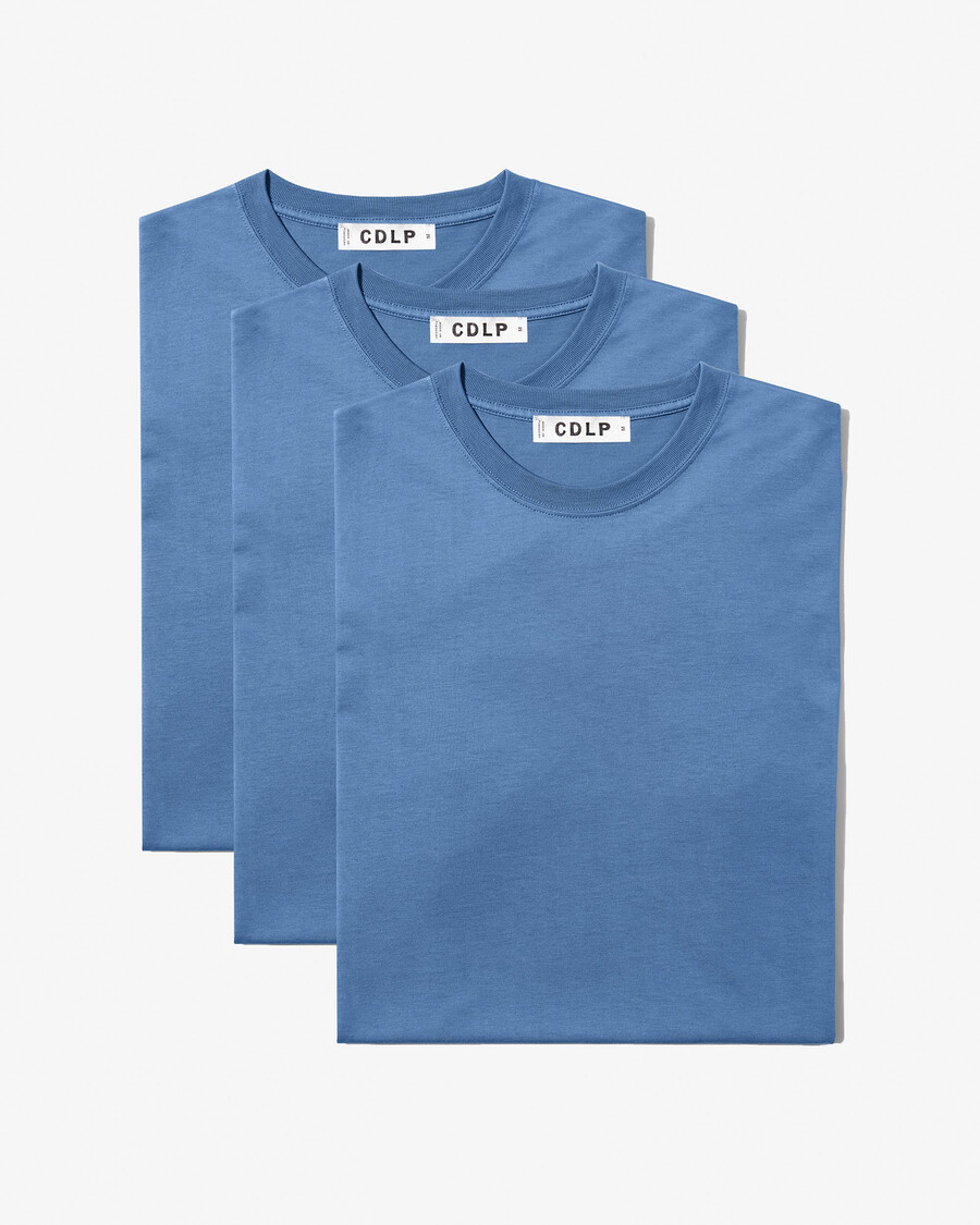 3 × mens midweight t-shirt in azure blue shop now — cdlp