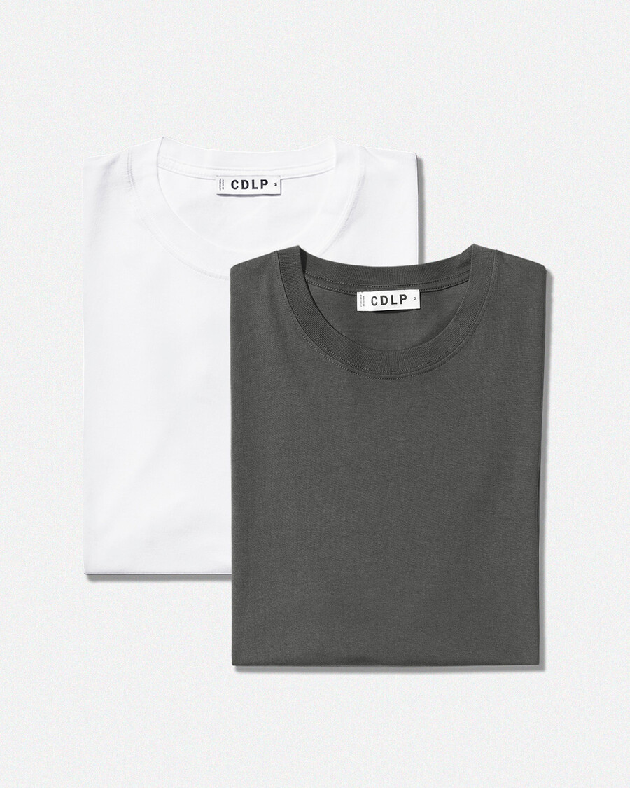 2 x mens midweight t-shirt in white charcoal shop—cdlp