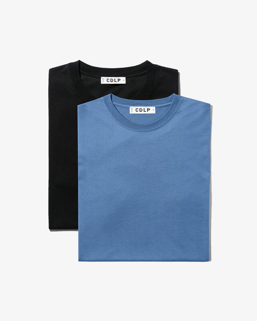 2 x mens midweight t-shirt in black azure blue shop—cdlp