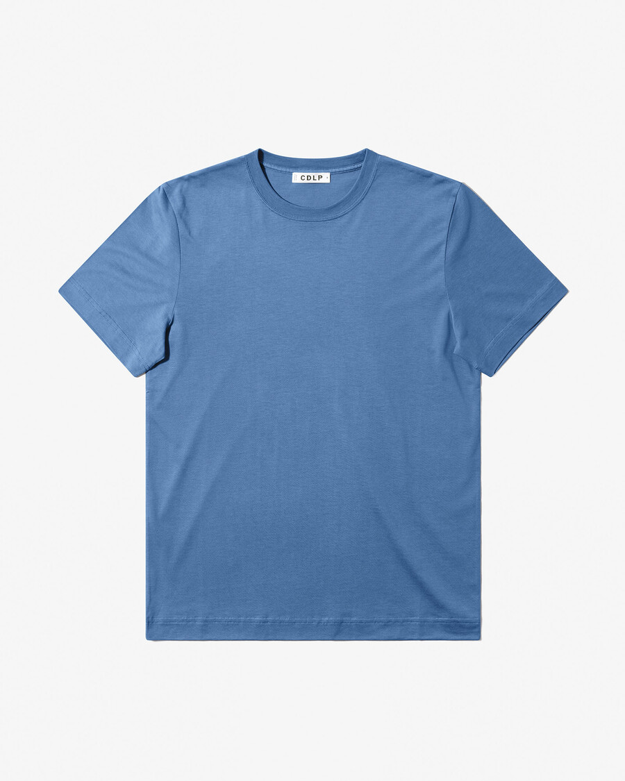 mens midweight t-shirt in azure blue shop now — cdlp