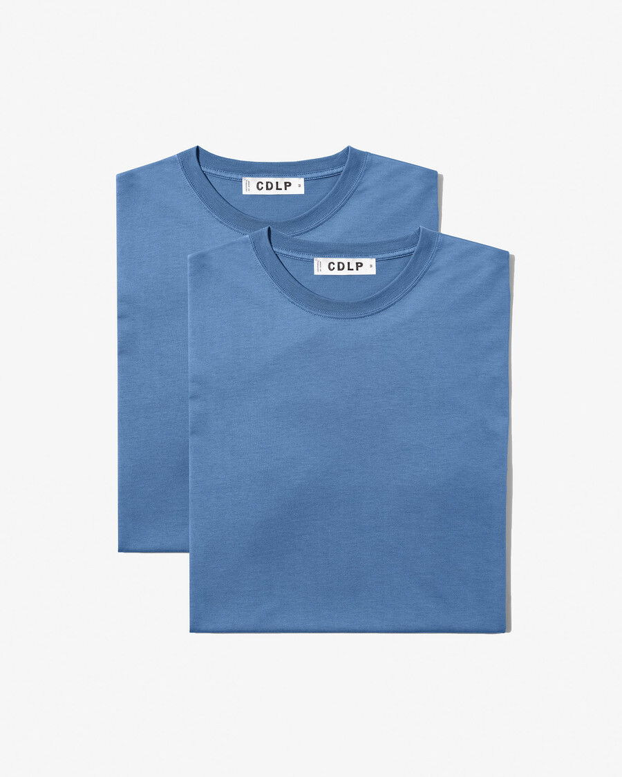 2 x mens midweight t-shirt in azure blue shop—cdlp