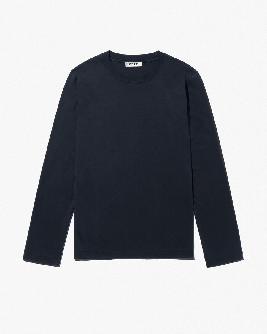 mens midweight long sleeve t-shirt in dark navy shop—cdlp