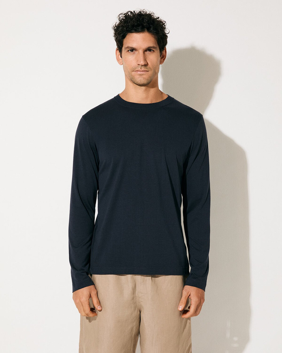 mens midweight long sleeve t-shirt in dark navy shop—cdlp