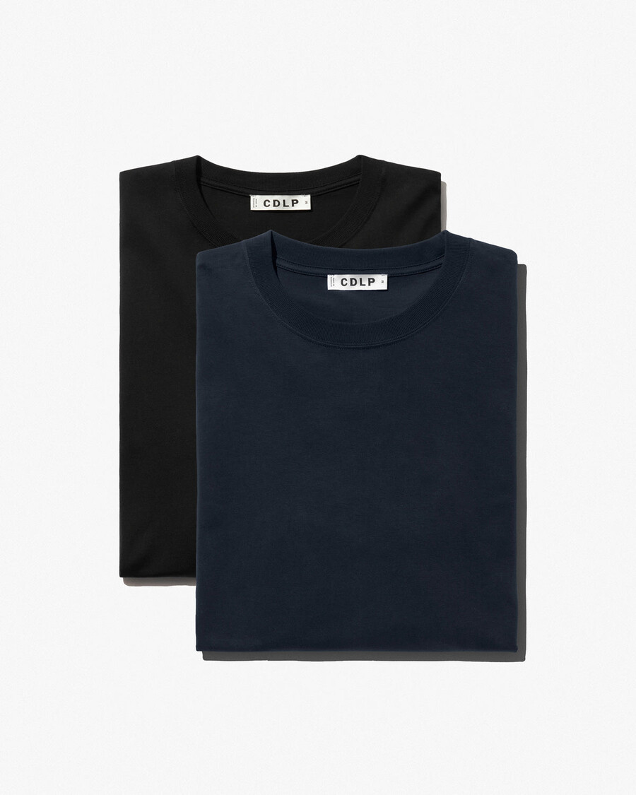 2 x mens midweight long sleeve t-shirt in black dark navy shop—cdlp