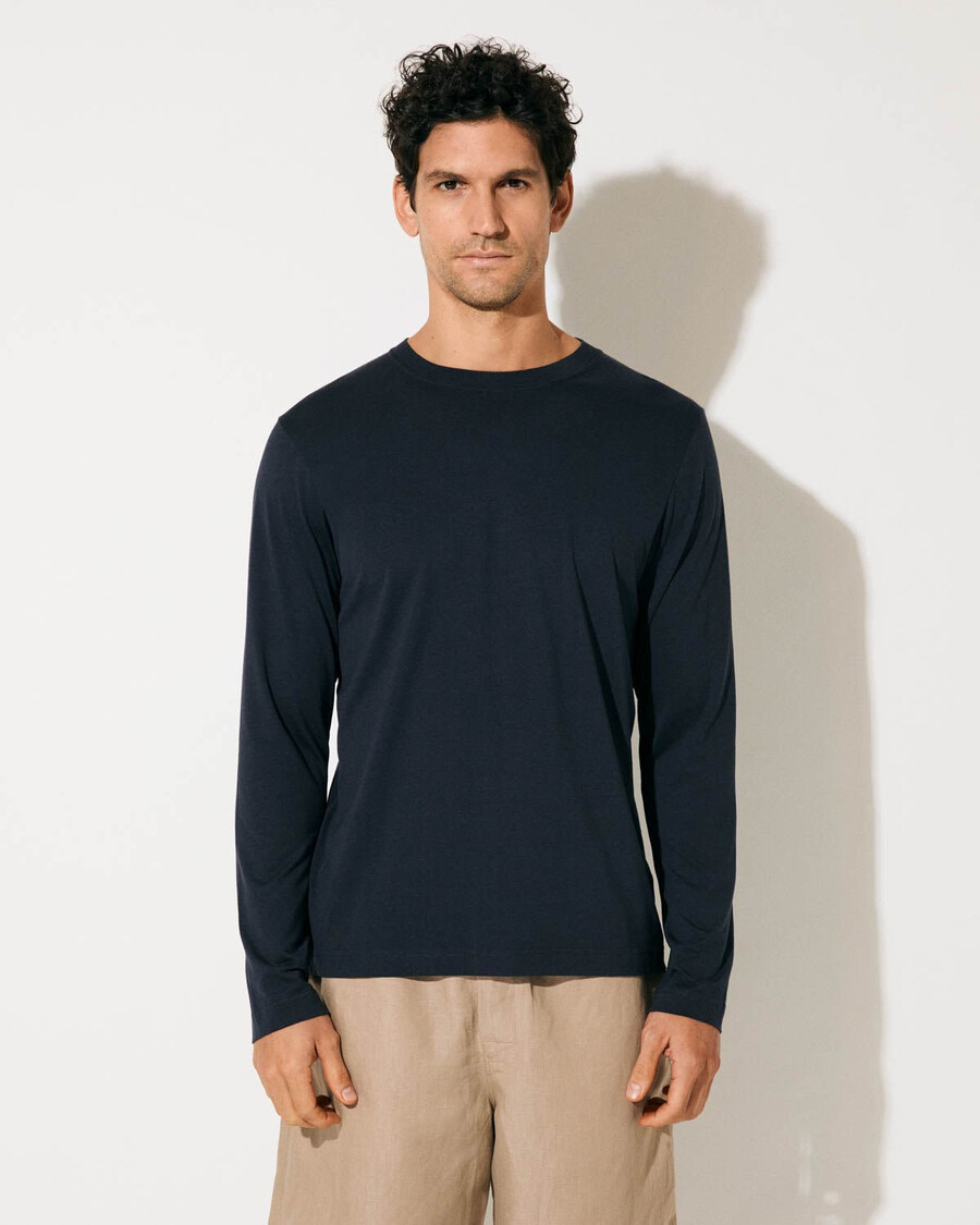 2 x mens midweight long sleeve t-shirt in black dark navy shop—cdlp