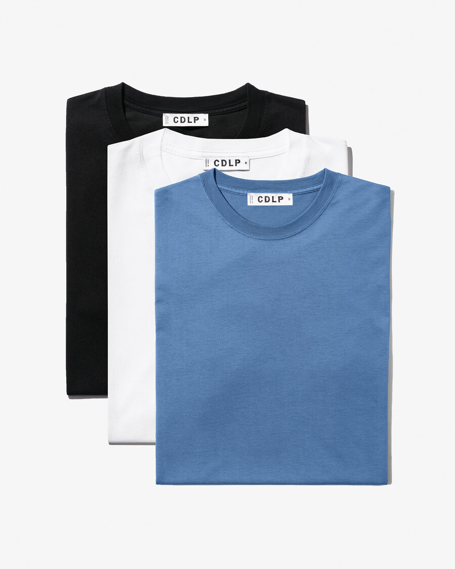 3 x mens midweight t-shirt in black white azure blue shop now — cdlp