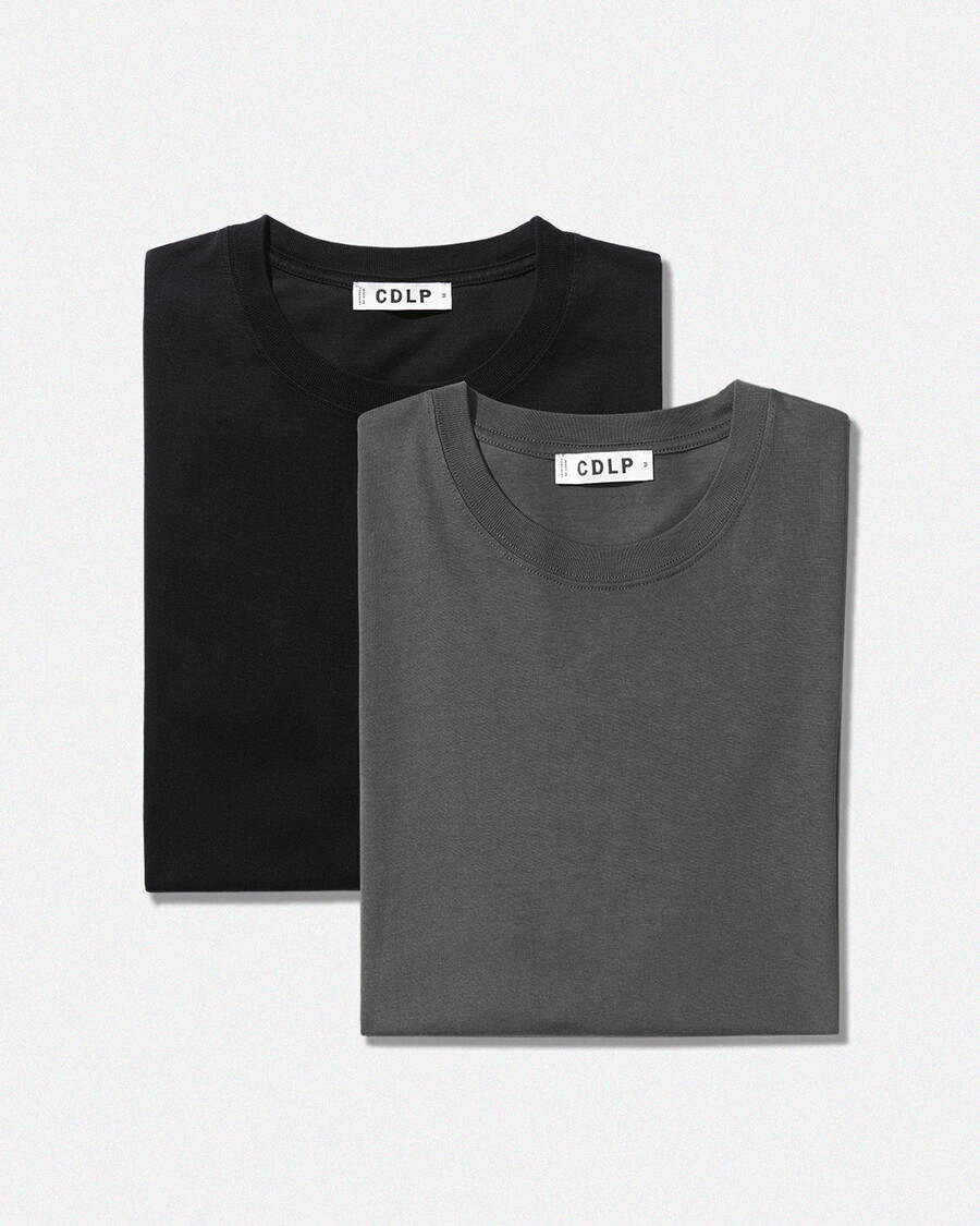 2 x mens midweight t-shirt in black charcoal shop—cdlp