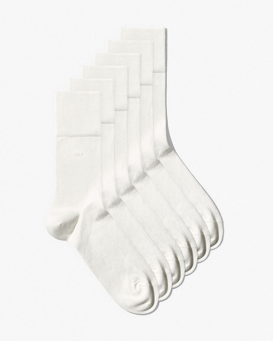 6 x unisex mid length cotton socks in white shop — cdlp