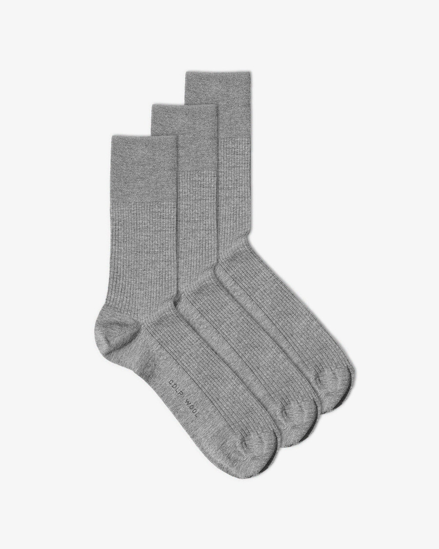 3 x mens mid length wool rib socks in grey melange shop — cdlpey