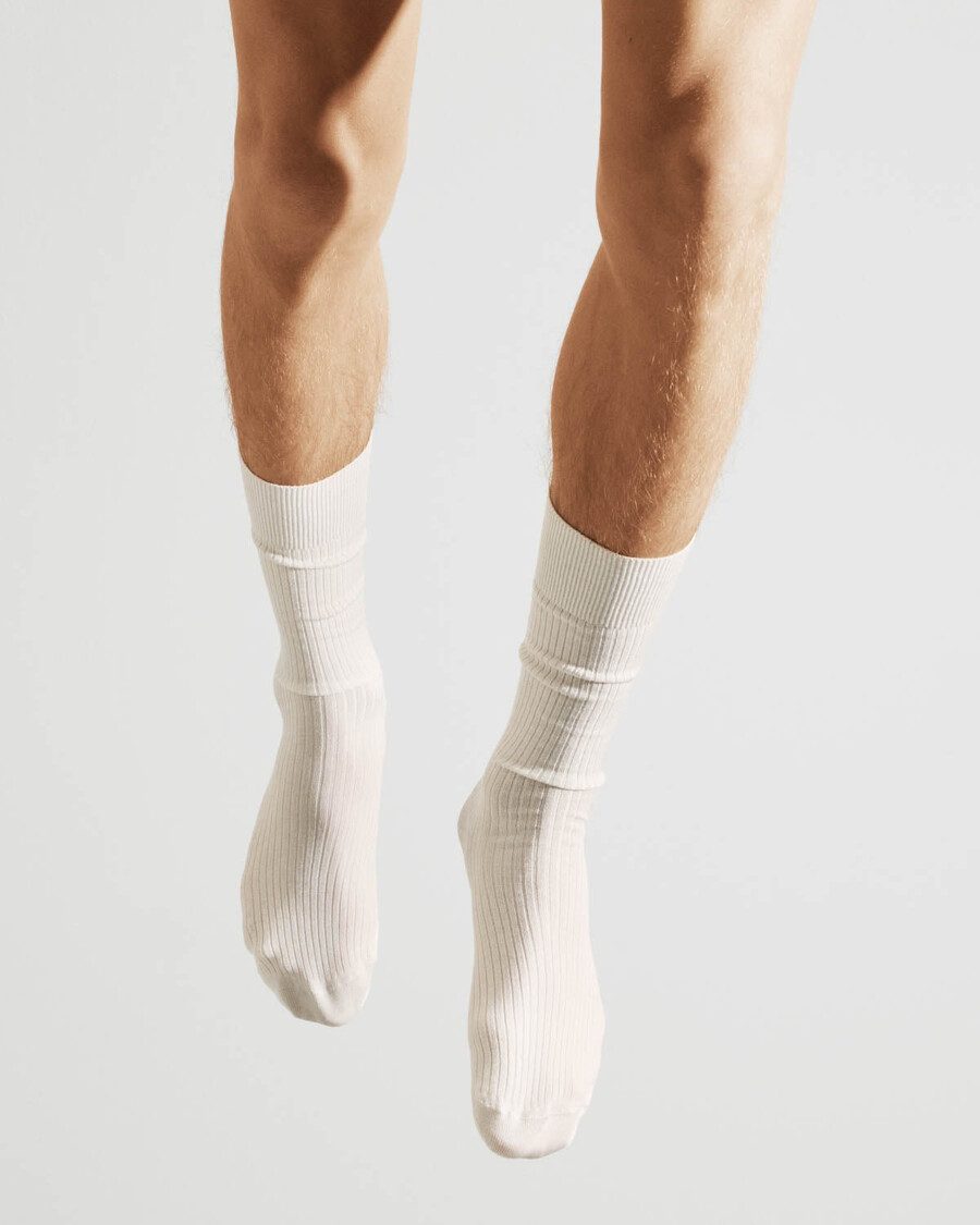 6 x mens mid length cotton rib socks in white shop — cdlp