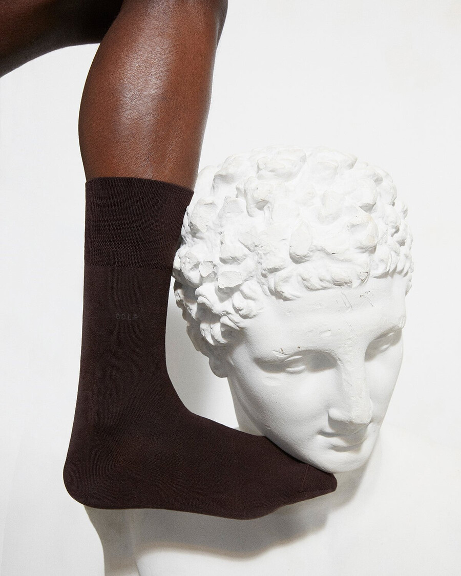 unisex mid length cotton socks in dark brown shop — cdlp