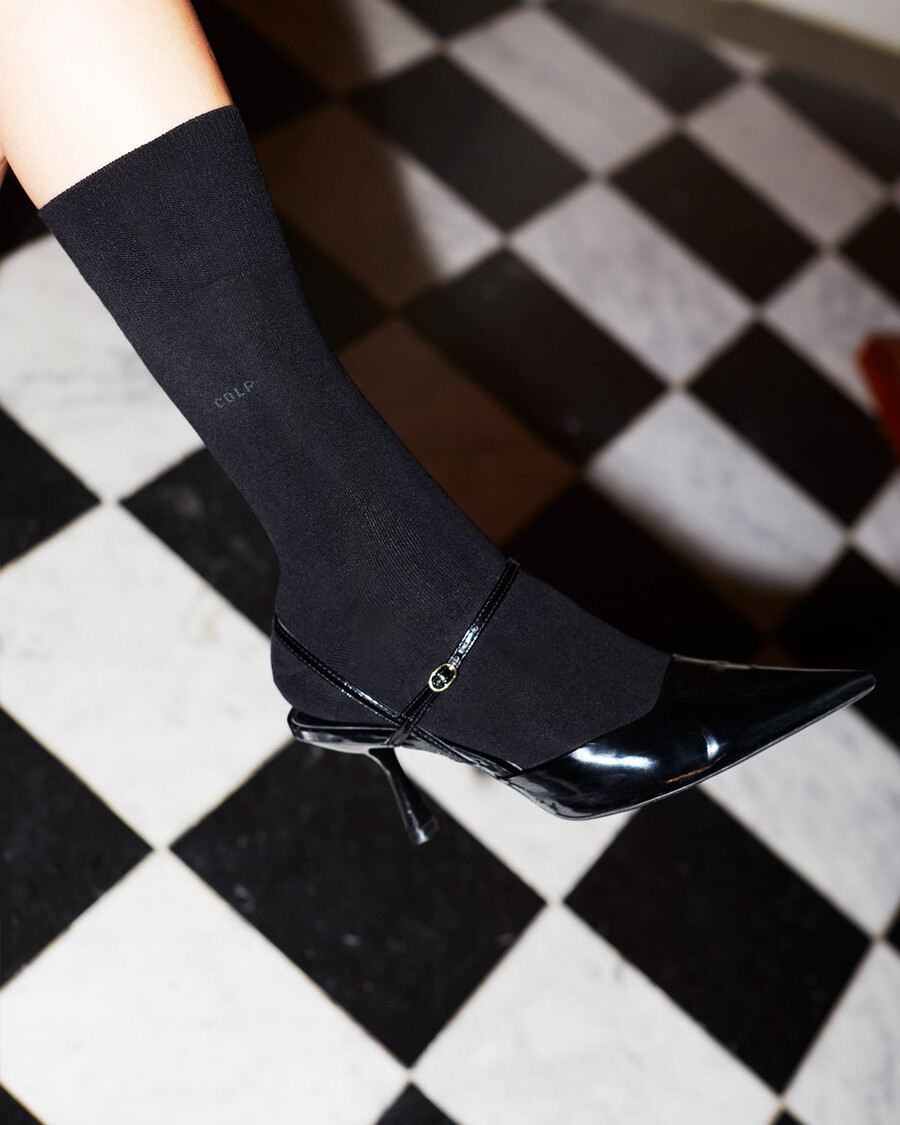 6 x unisex mid length cotton socks in black shop — cdlp