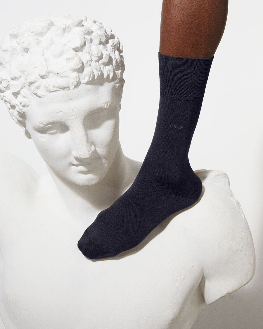 unisex mid length cotton socks in dark navy shop — cdlp