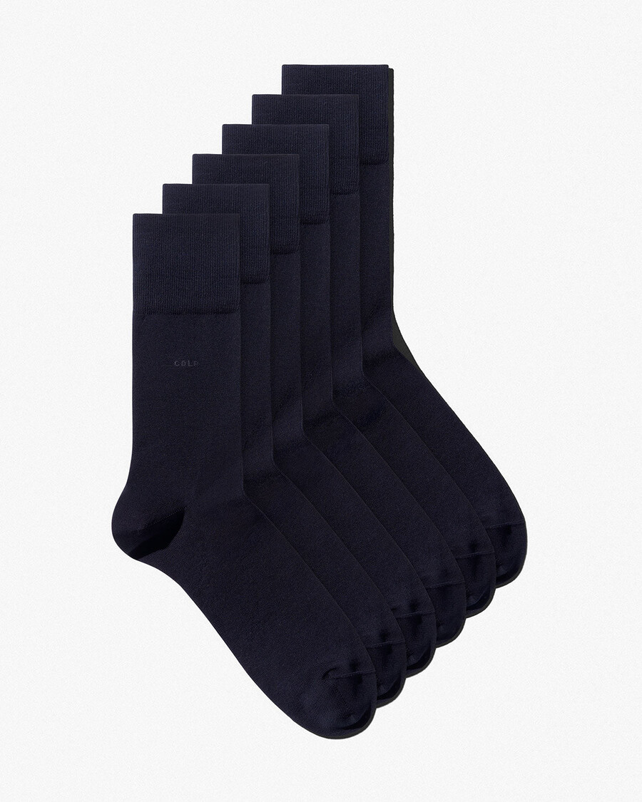 6 x unisex mid length cotton socks in dark navy shop—cdlp