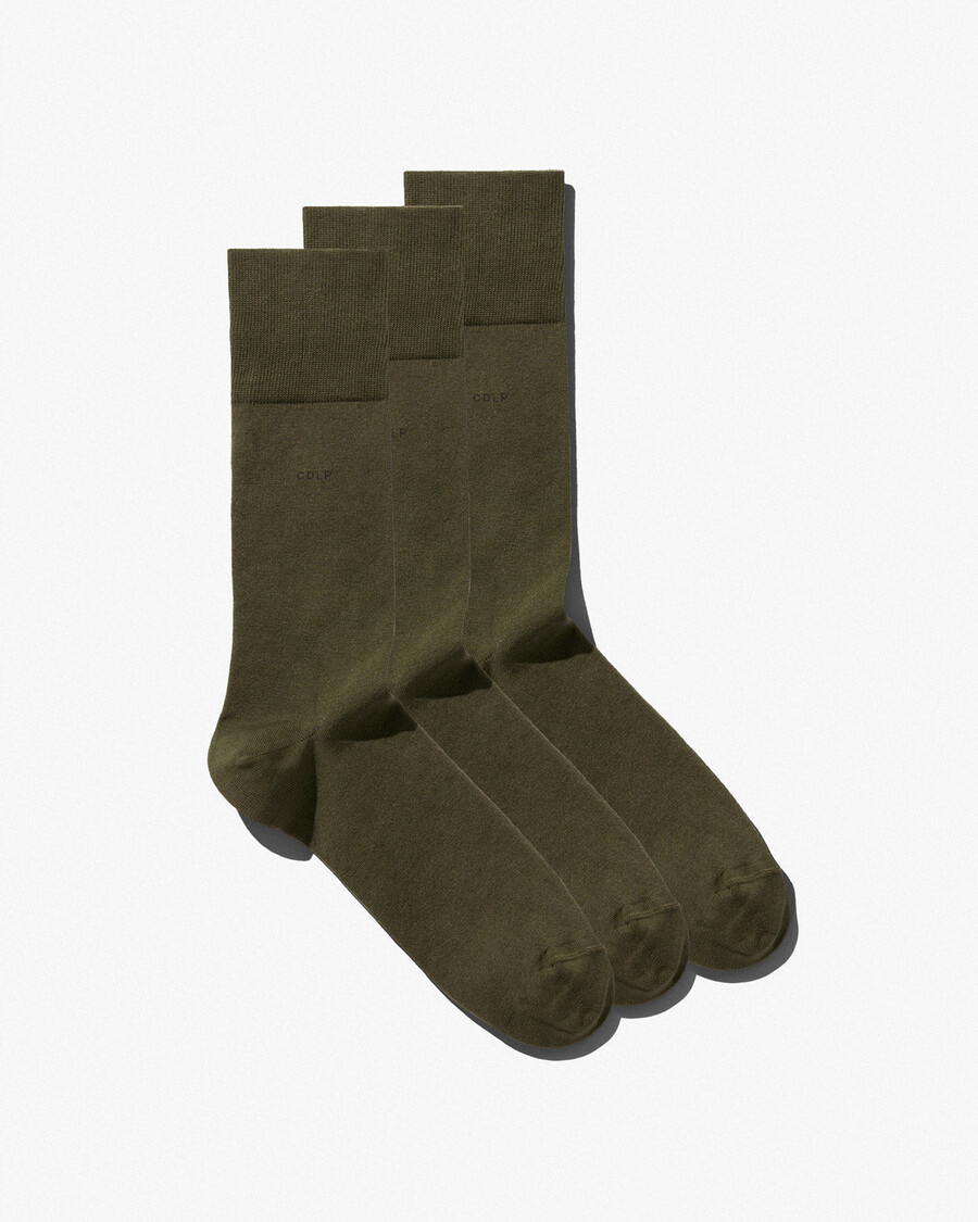 3 x mid length socks in olive green shop now — cdlp
