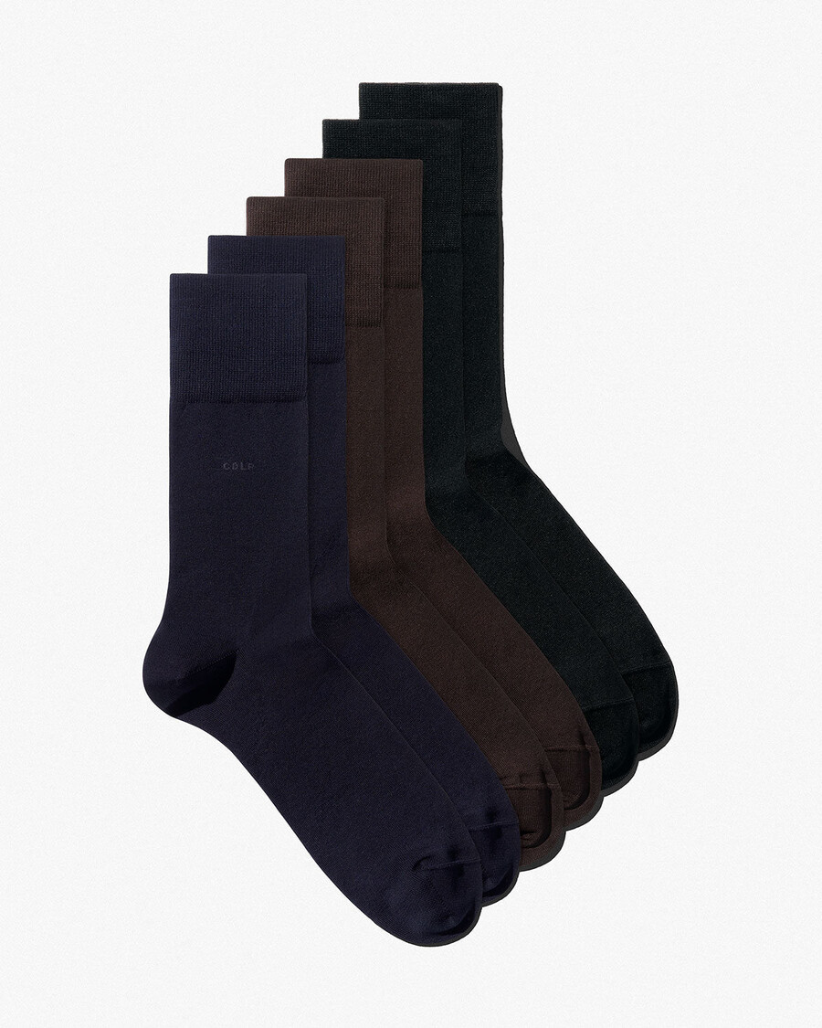 6 x unisex mid length cotton socks in black dark brown dark navy shop now — cdlp