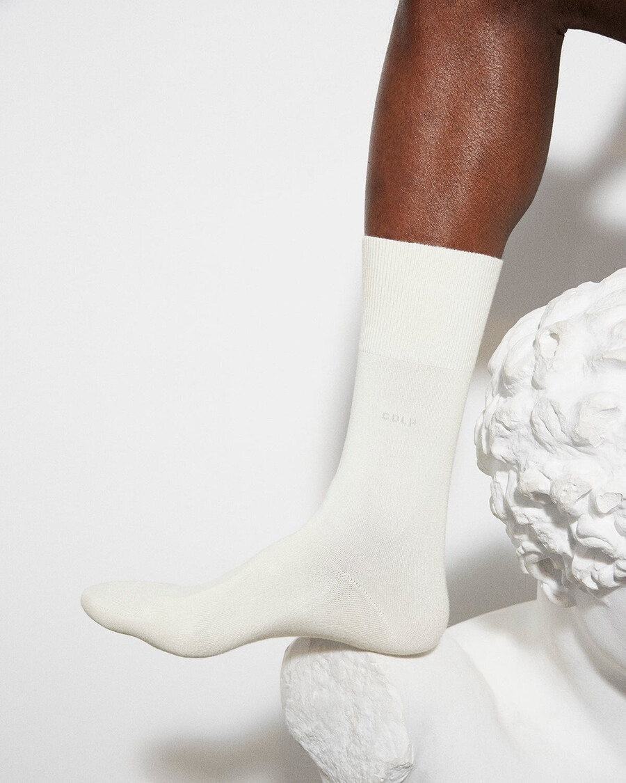 6 x unisex mid length cotton socks in white shop — cdlp