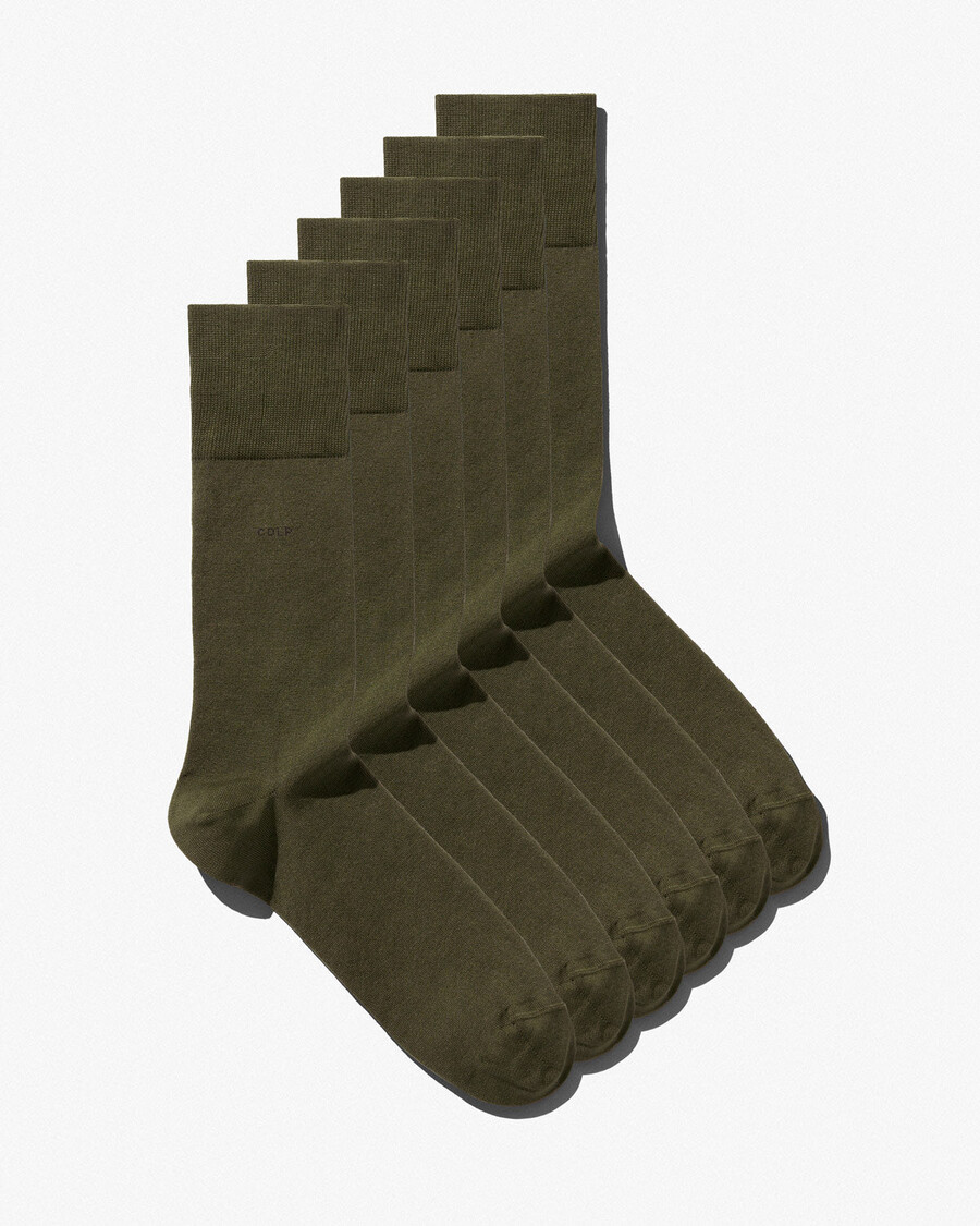 6 x unisex mid length cotton socks in olive green shop now – cdlp