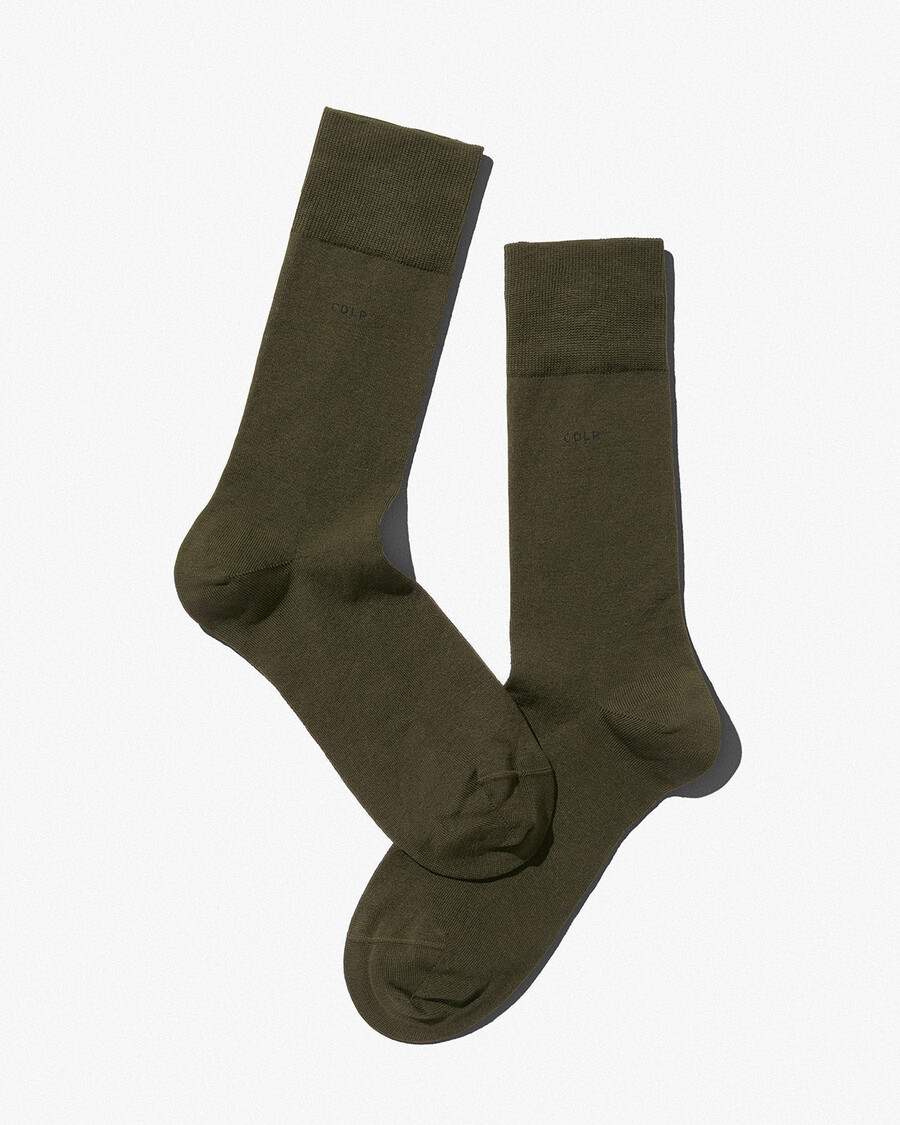 6 x unisex mid length cotton socks in olive green shop now – cdlp