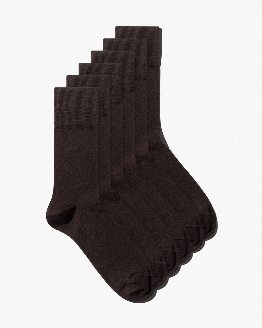 6 x unisex mid length cotton socks in dark brown shop—cdlp