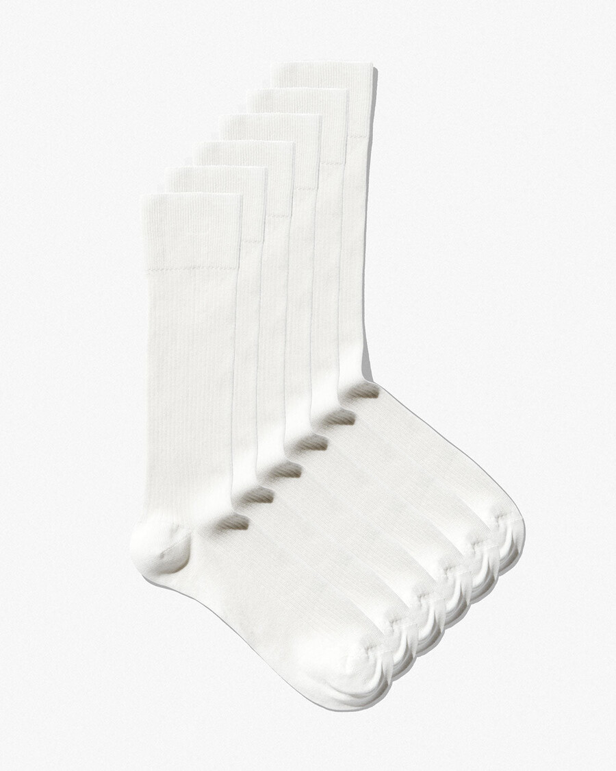 6 x womens mid length cotton rib socks in white shop—cdlp