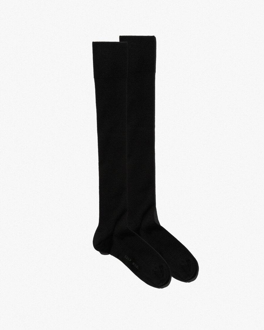 2 x womens over knee wool rib socks in black shop — cdlp