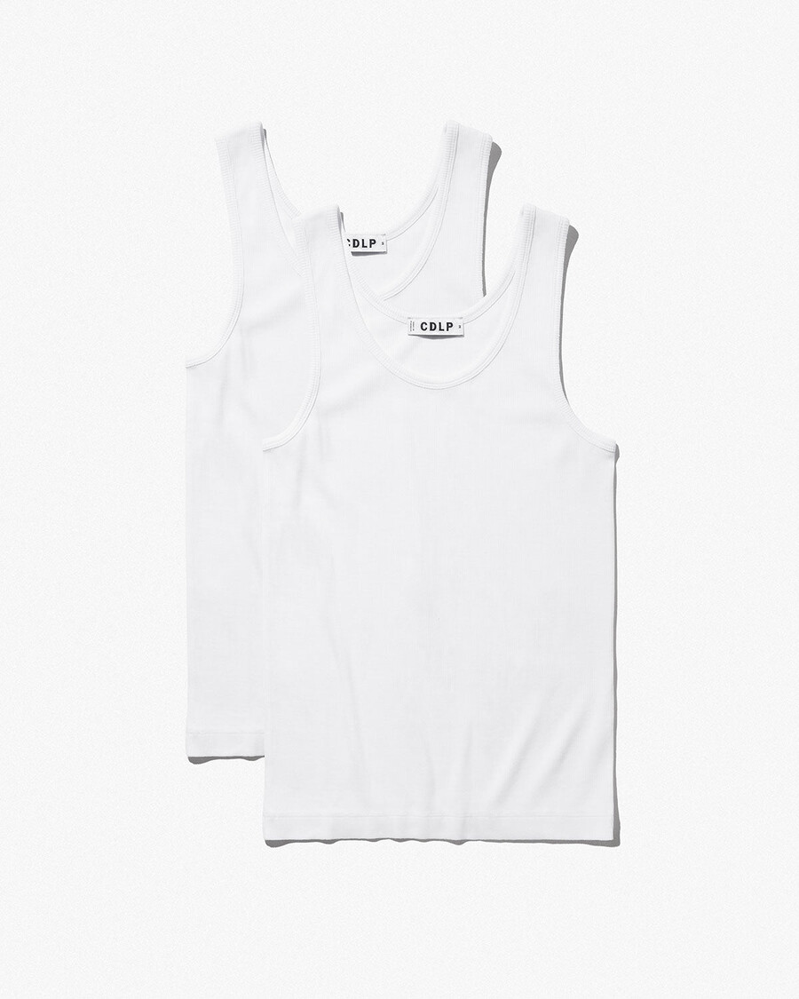 2 x womens rib tank top in white shop now — cdlp