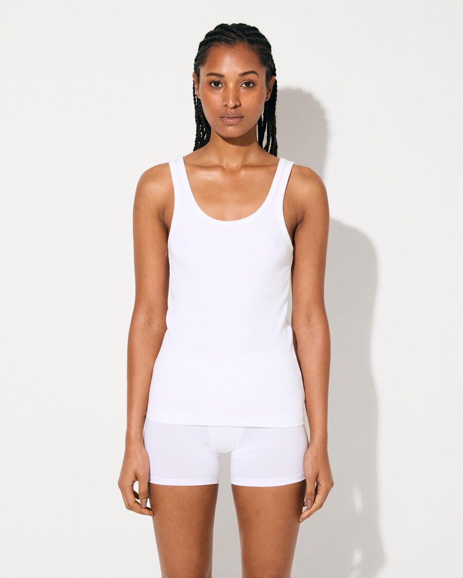 2 x womens rib tank top in white shop now — cdlp