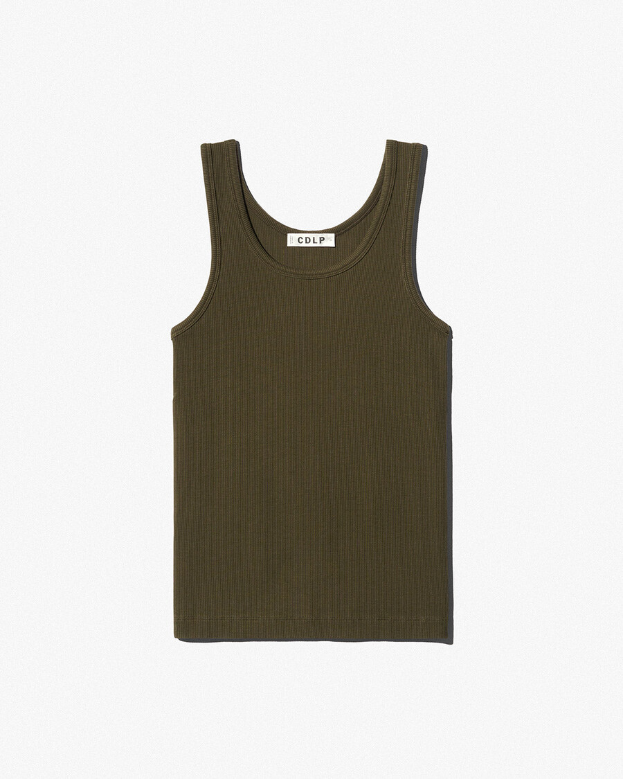 womens rib tank top in olive green shop now — cdlp