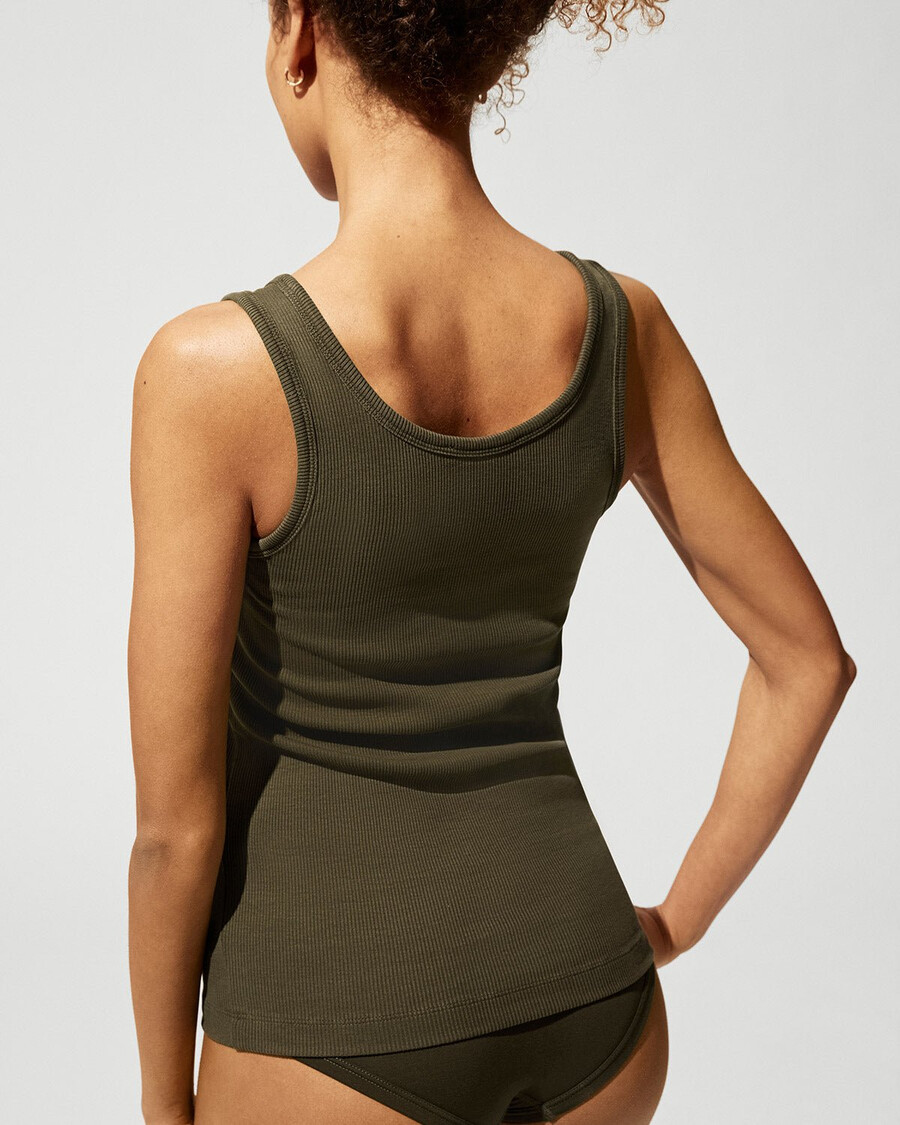 womens rib tank top in olive green shop now — cdlp