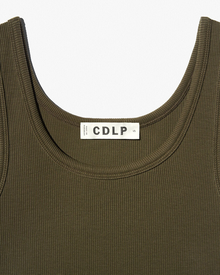 womens rib tank top in olive green shop now — cdlp
