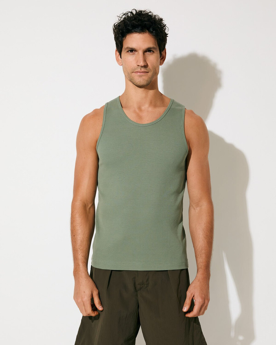 2 × mens rib tank top in black sage shop now — cdlp