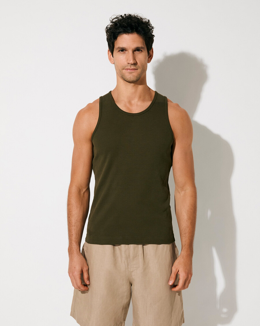 mens rib tank top in olive green shop now — cdlp